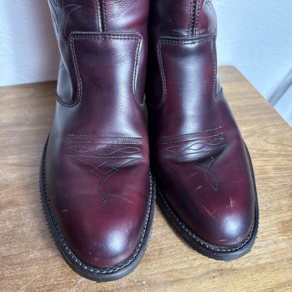 Double-H Zipper Work Boots Men's Size 9.5 EEE WIDE Slip Resistant Soles Burgundy - Picture 2 of 15